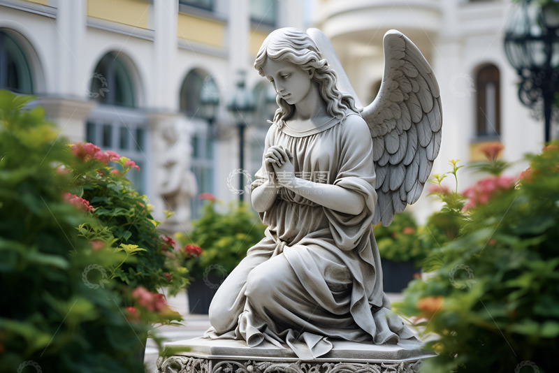 高清大图下载【趣麦麦图】祈祷的天使雕塑摄影