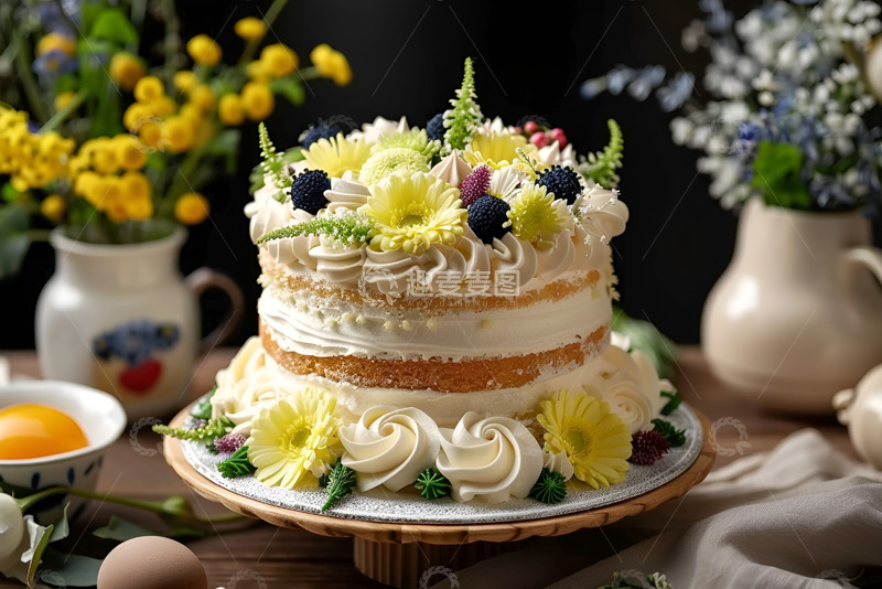 高清大图下载【趣麦麦图】鲜花奶油蛋糕