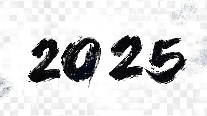 雪花背景中的2025黑色字体设计