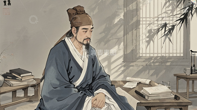 高清大图下载【趣麦麦图】水墨国画先生图