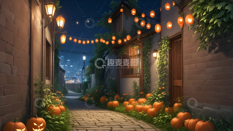高清大图下载【趣麦麦图】万圣夜的小巷