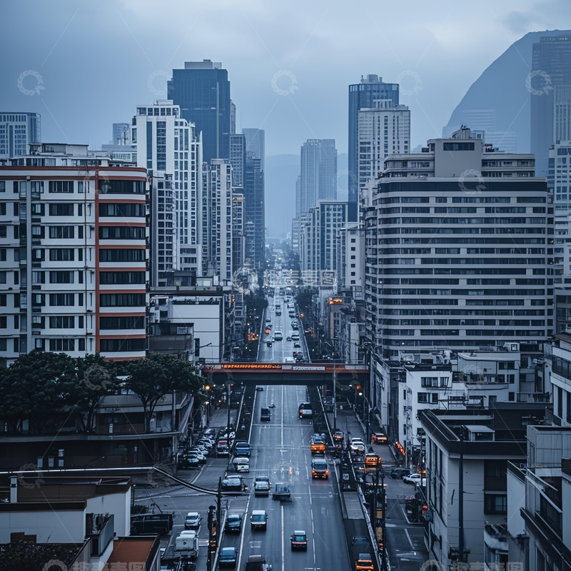 高清大图下载【趣麦麦图】雾霾下的城市景象