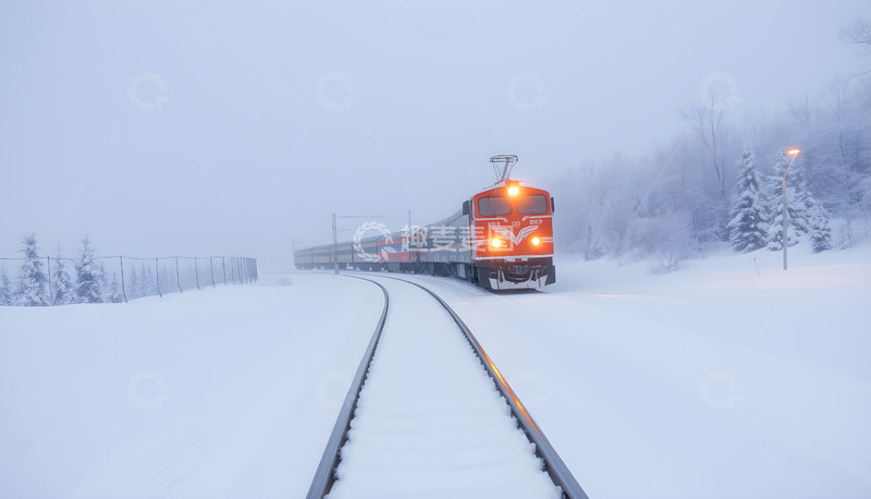 高清大图下载【趣麦麦图】冬季雪中列车
