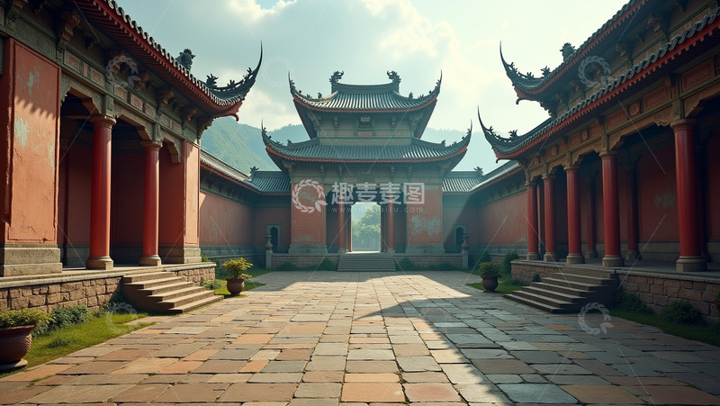 高清大图下载【趣麦麦图】青砖红墙街道