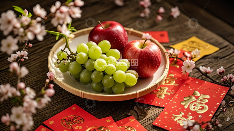 高清大图下载【趣麦麦图】春节果盘红包