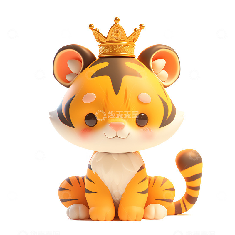 高清大图下载【趣麦麦图】卡通简约带着皇冠的小老虎