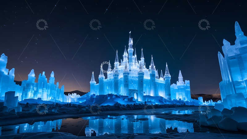 高清大图下载【趣麦麦图】冰雕建筑灯光秀