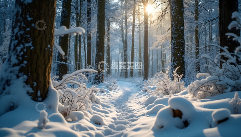高清大图下载【趣麦麦图】冬日下的森林雾凇