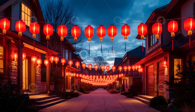 高清大图下载【趣麦麦图】傍晚下的节日