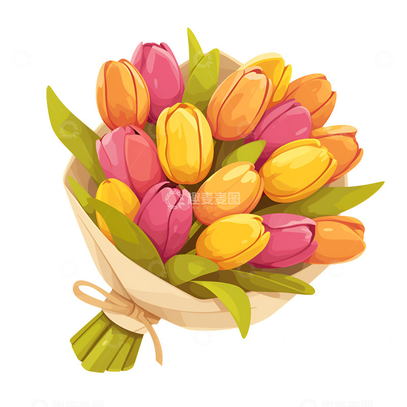 高清大图下载【趣麦麦图】卡通简约一束郁金香