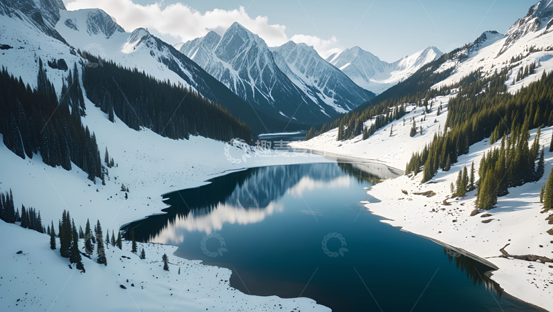 高清大图下载【趣麦麦图】冬季山间的河流