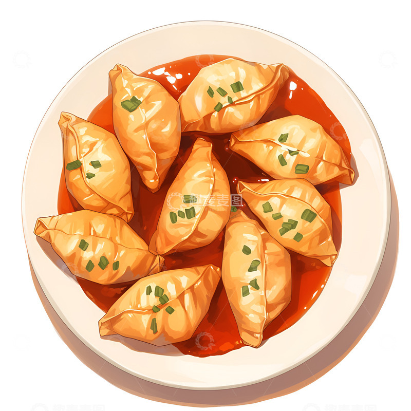 高清大图下载【趣麦麦图】卡通一盘煎饺