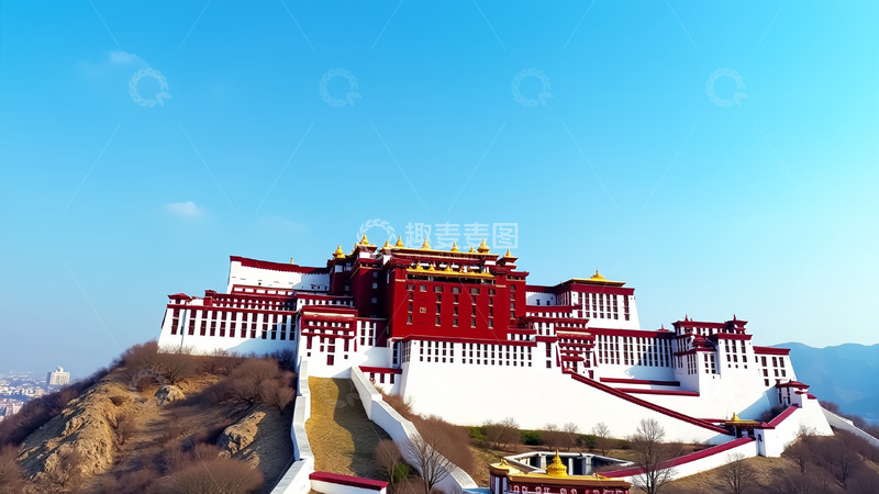 高清大图下载【趣麦麦图】美丽的古建筑蓝天