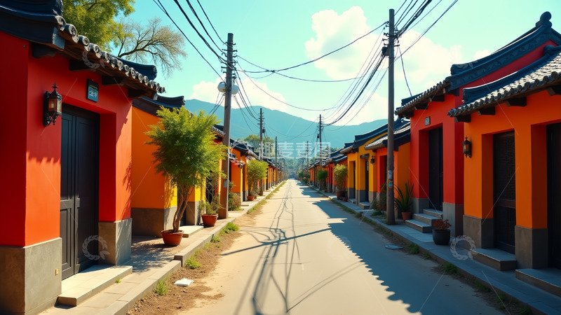 高清大图下载【趣麦麦图】农村太阳照在房子上