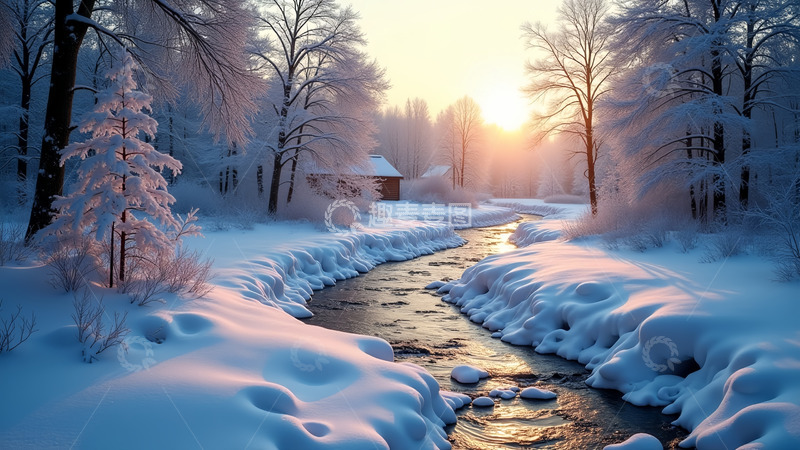 高清大图下载【趣麦麦图】下雪后的泥巴小路