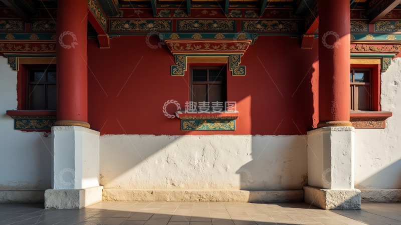 高清大图下载【趣麦麦图】红色白色的建筑