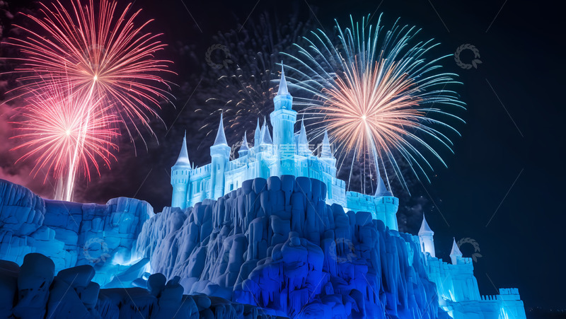 高清大图下载【趣麦麦图】冰雕灯光城堡