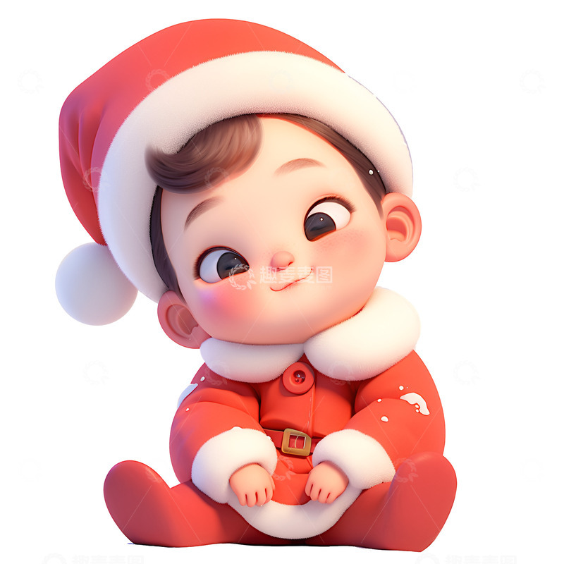 高清大图下载【趣麦麦图】卡通带着圣诞帽的小孩