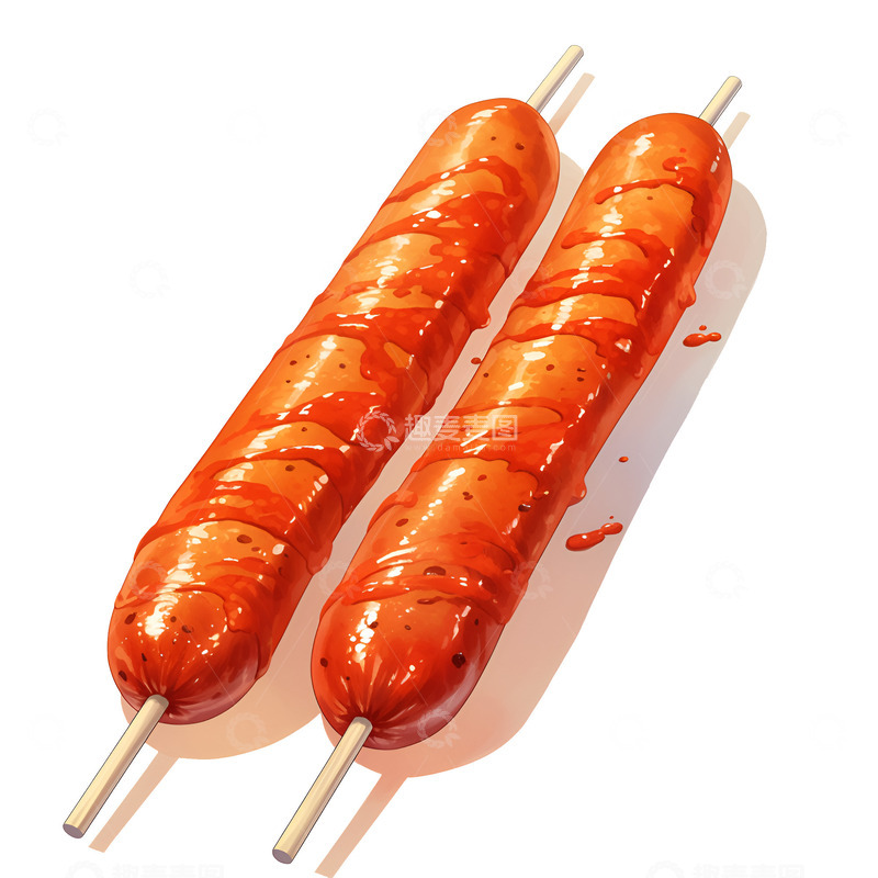 高清大图下载【趣麦麦图】卡通简约两串烤肠