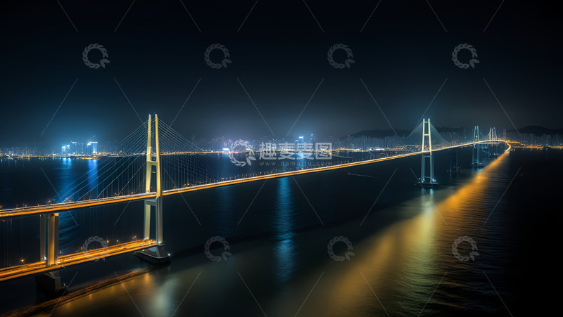 高清大图下载【趣麦麦图】宏伟的跨江大桥