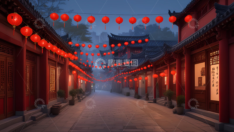 高清大图下载【趣麦麦图】传统春节街景
