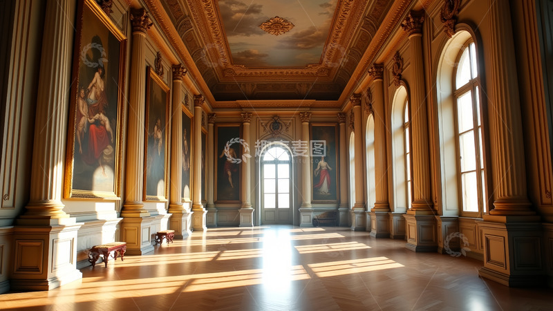 高清大图下载【趣麦麦图】阳光照在走廊