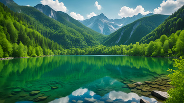 大山中绿色河泊