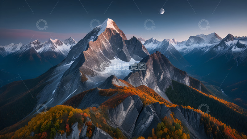 高清大图下载【趣麦麦图】雪山顶的河流