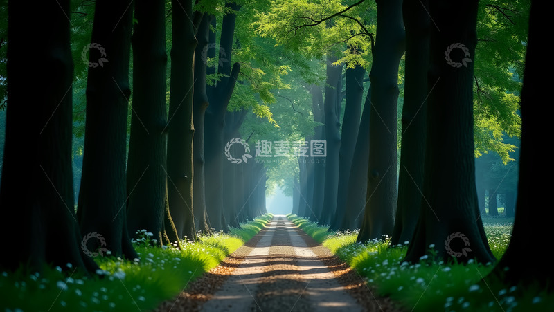 高清大图下载【趣麦麦图】春季林中的小道