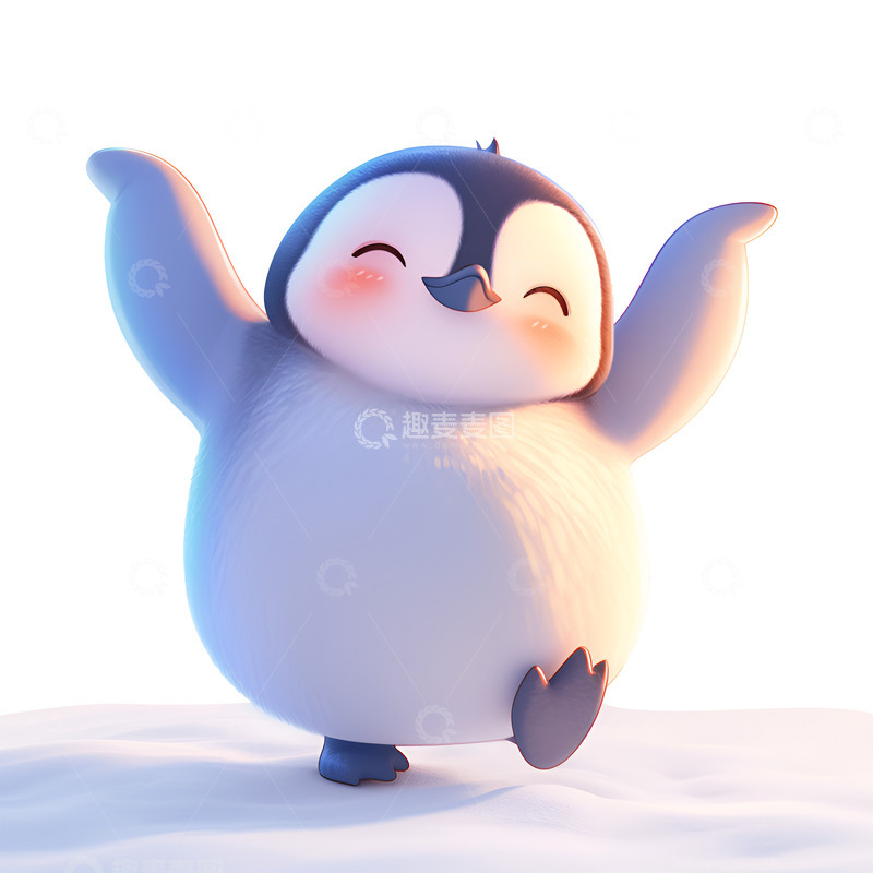 高清大图下载【趣麦麦图】卡通简约跳舞的小企鹅