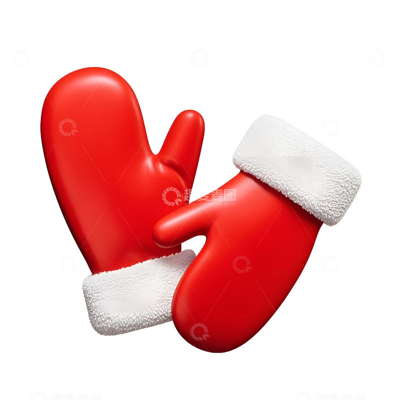 高清大图下载【趣麦麦图】红白拼色加厚手套冬季防寒舒适配件