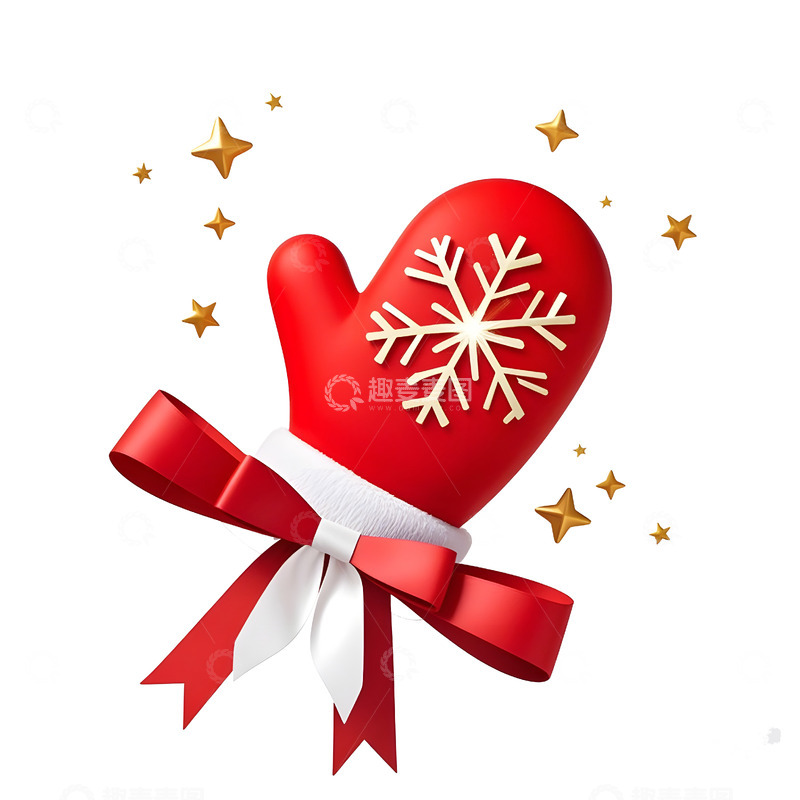 高清大图下载【趣麦麦图】红色雪花手套新年礼物设计图