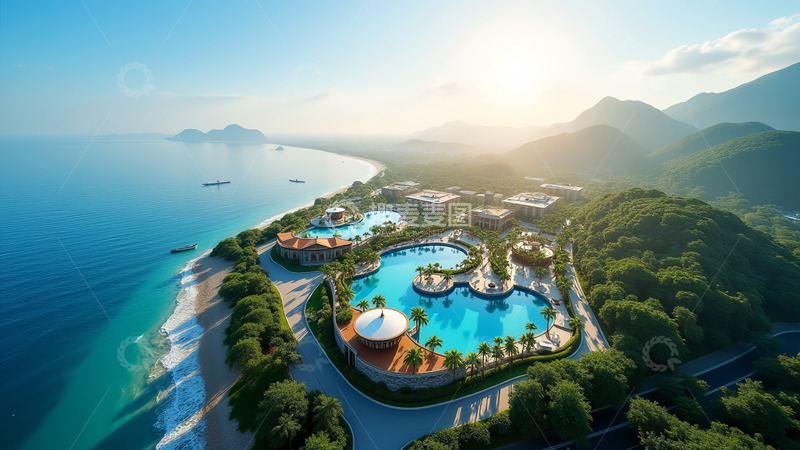 高清大图下载【趣麦麦图】海边的游泳池