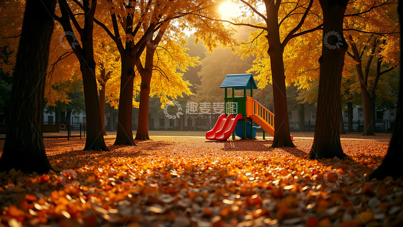 高清大图下载【趣麦麦图】落叶金秋游乐园