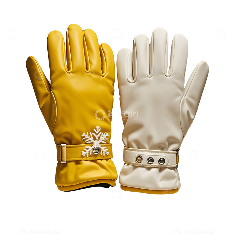 高清大图下载【趣麦麦图】黄色羊毛翻边手套户外保暖配件