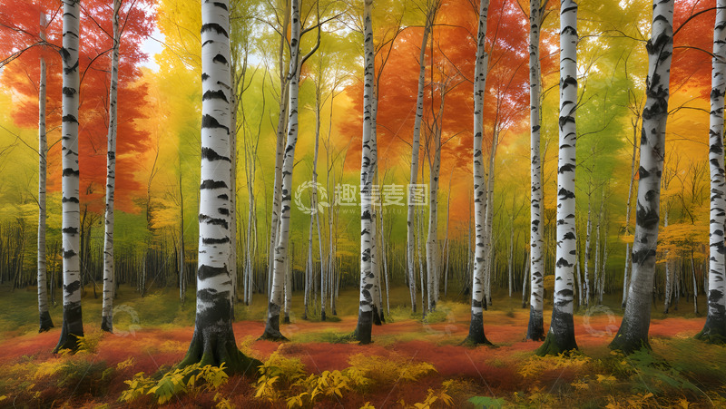 高清大图下载【趣麦麦图】金色点缀森林