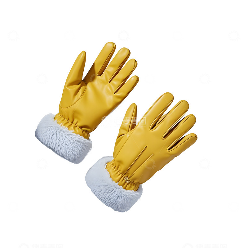 高清大图下载【趣麦麦图】黄色羊毛手套冬季保暖用品图