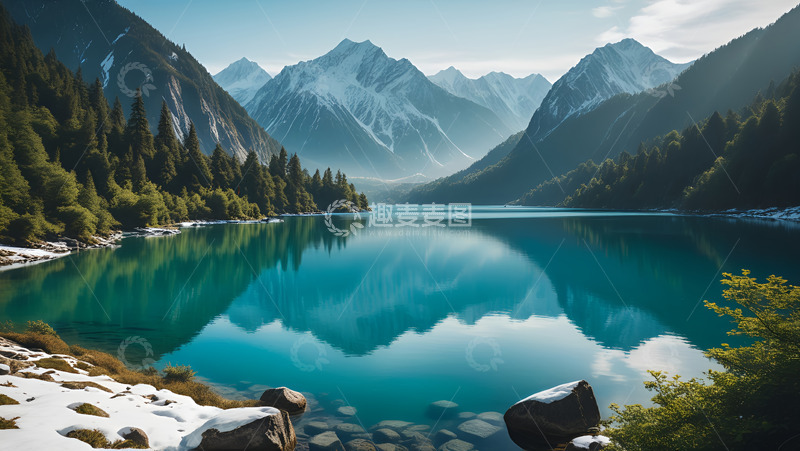 高清大图下载【趣麦麦图】大山中的河泊