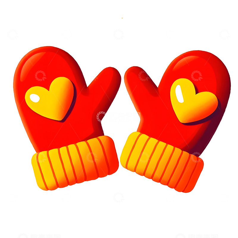 高清大图下载【趣麦麦图】红色心形手套圣诞节冬季礼品