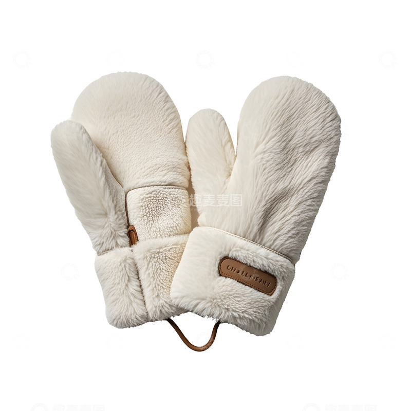 高清大图下载【趣麦麦图】白色毛绒手套温暖柔软冬季必备