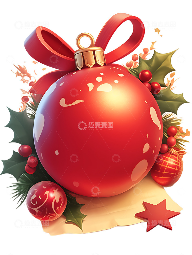 高清大图下载【趣麦麦图】红色节日圣诞球