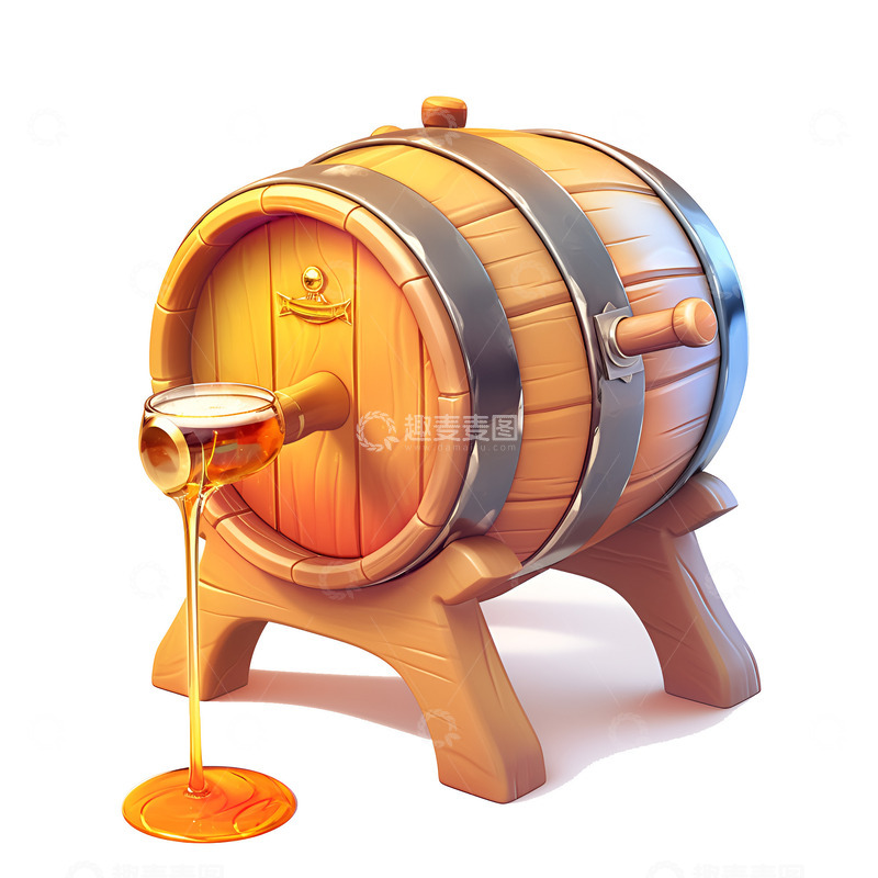 高清大图下载【趣麦麦图】卡通简约啤酒桶