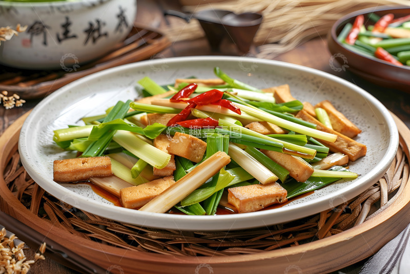 高清大图下载【趣麦麦图】一盘香葱炒豆干