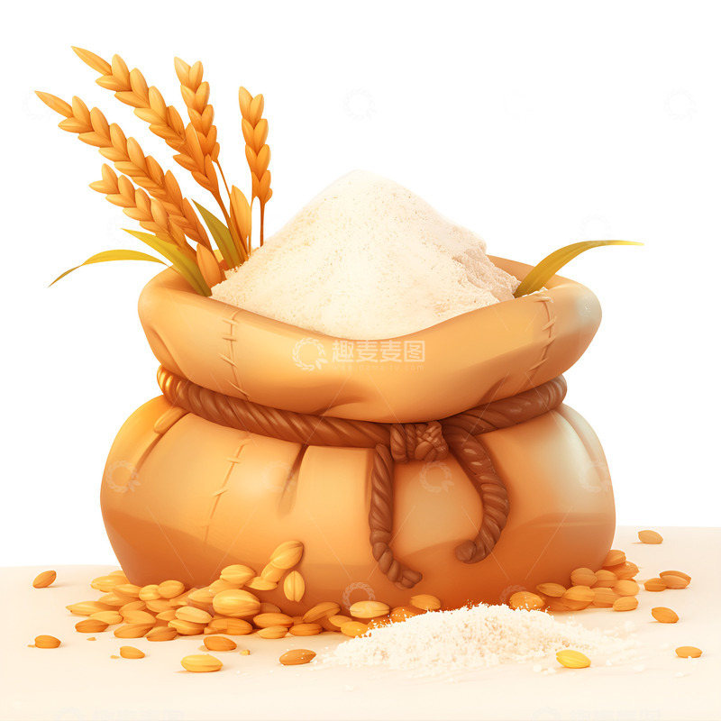 高清大图下载【趣麦麦图】卡通简约一袋小麦面粉