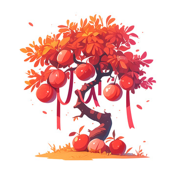 卡通简约一颗苹果树