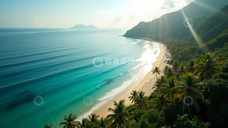 高清大图下载【趣麦麦图】阳光照耀在美丽的海边