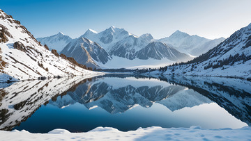 雪山怀抱中的河泊