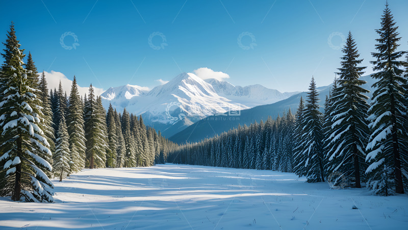 高清大图下载【趣麦麦图】大山的松柏护卫