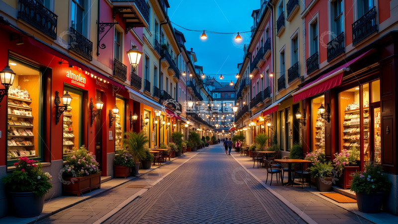 高清大图下载【趣麦麦图】夜晚的商业小巷