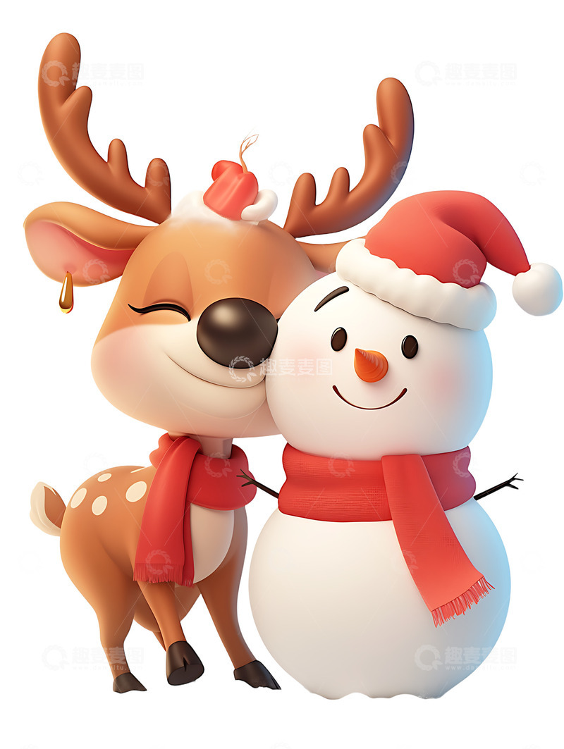 高清大图下载【趣麦麦图】雪人卡通麋鹿